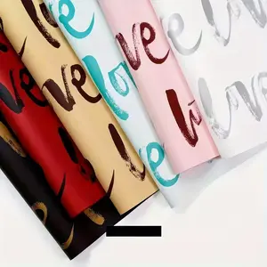 Love Script Flower Bouquet Wrapping Paper 20PC | White Red Black | Florist Wrap