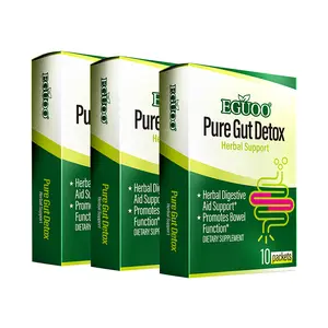 3 Boxes of EGUOO Detox Digestive Healthcare - Contains Multi Enzyme Complex and Prebiotic Complex - Senna Leaf and Cascara Sagrada - Gut Cleanse