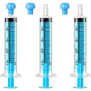 3Pcs 10ml Children Oral Syringes, Liquid Plastic Syringe,Colorful Measuring Tools Individually Sealed for Feeding,Baby Medicine Syringes with Caps (Blue)