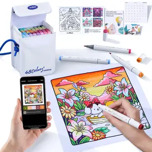Smart Coloring Alcohol Markers Set, Japanese-Quality Dual Tip Markers with Premium Leather Case Plus 1 Colorless Marker & 1 Highlight Pen,Illustration,Drawing, Sketching & Adult Coloring,ldeal for Artists, Designers & Crafters, Back to School-ChroMuse
