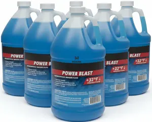 HOANK (6 Gallons Power Blast Windshield Washer Fluid, +32°F Protection, Blue, 1 Gallon Jug, Ready to Use, (For All Types of Vehicles Including EV's)