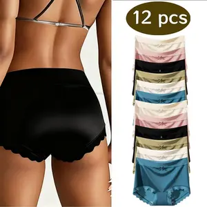 Signature Stretch High-Waisted Panties for Women, 12/6-pack, quick-drying and breathable, comfortable and form-fitting, solid color briefs, suitable for everyday wear, women's underwear all year round, stretchy and durable.  Women's Bow-Tie woman