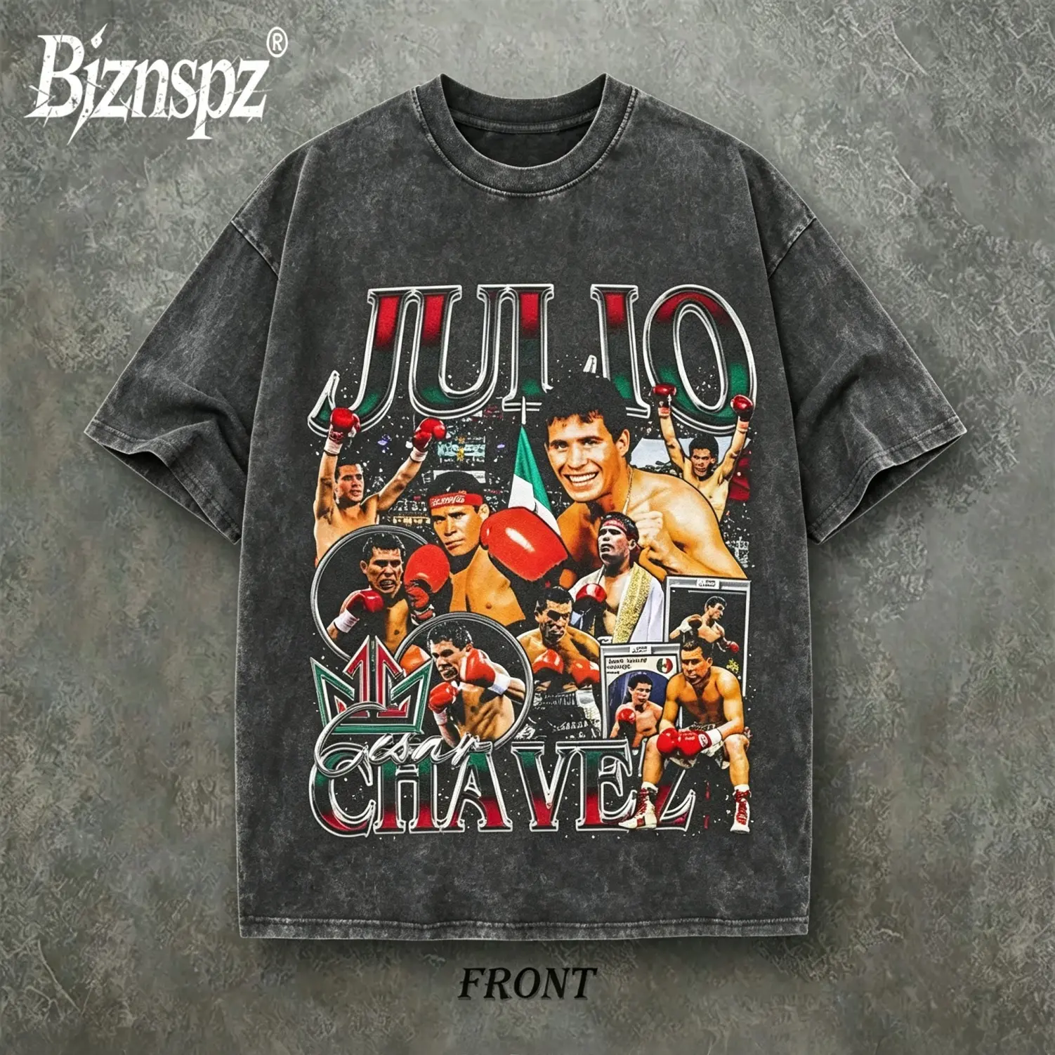 Julio Cesar Chavez Vintage Boxing Graphic Tee Retro Heavyweight Washed Oversized Cotton Short Sleeve Streetwear T-Shirt