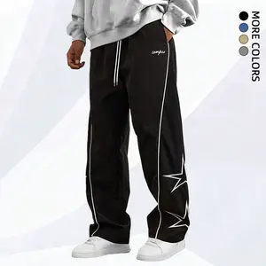 Men's star print casual pants, casual style with alphabet star design, comfortable for everyday wear#SummerVibes