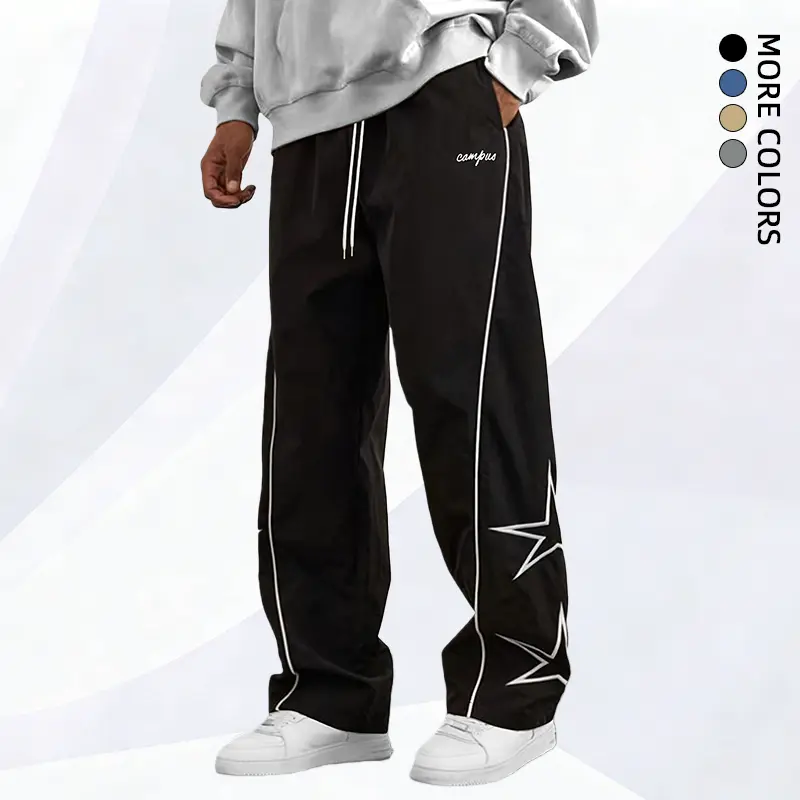 Men's star print casual pants, casual style with alphabet star design, comfortable for everyday wear#SummerVibes