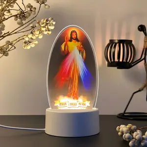 Jesus Night Light, Carved Jesus Figure, I Believe You Night Light, Church Memorial Religious Home Decor, Energy Saving LED Desk Lamp