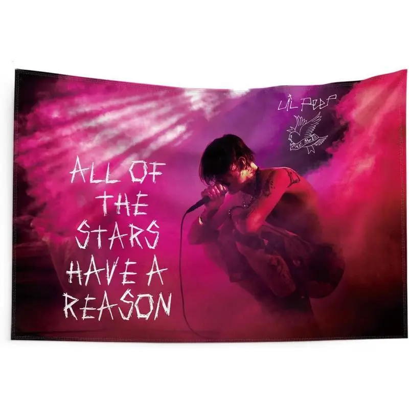 Tapestry Lil Peep Bedroom Aesthetics Lil Peep Pink Tapestry Wall Hanging for Bedroom Pop Art Home Decor for Living Room Dorm Decor Curtain Balcony Partition