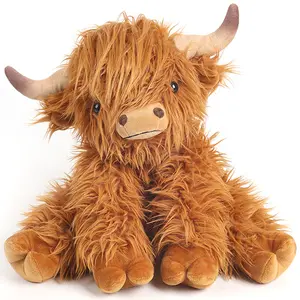 Highland Cow Stuffed Animals, Microwavable & Weighted Stuffed Animal, Highland Cow Plush for Warmth Comfort, Heatable Coolable Lavender Scent Toy, Cute Soft Plushies Gifts for Kids Boy Girl and Adults