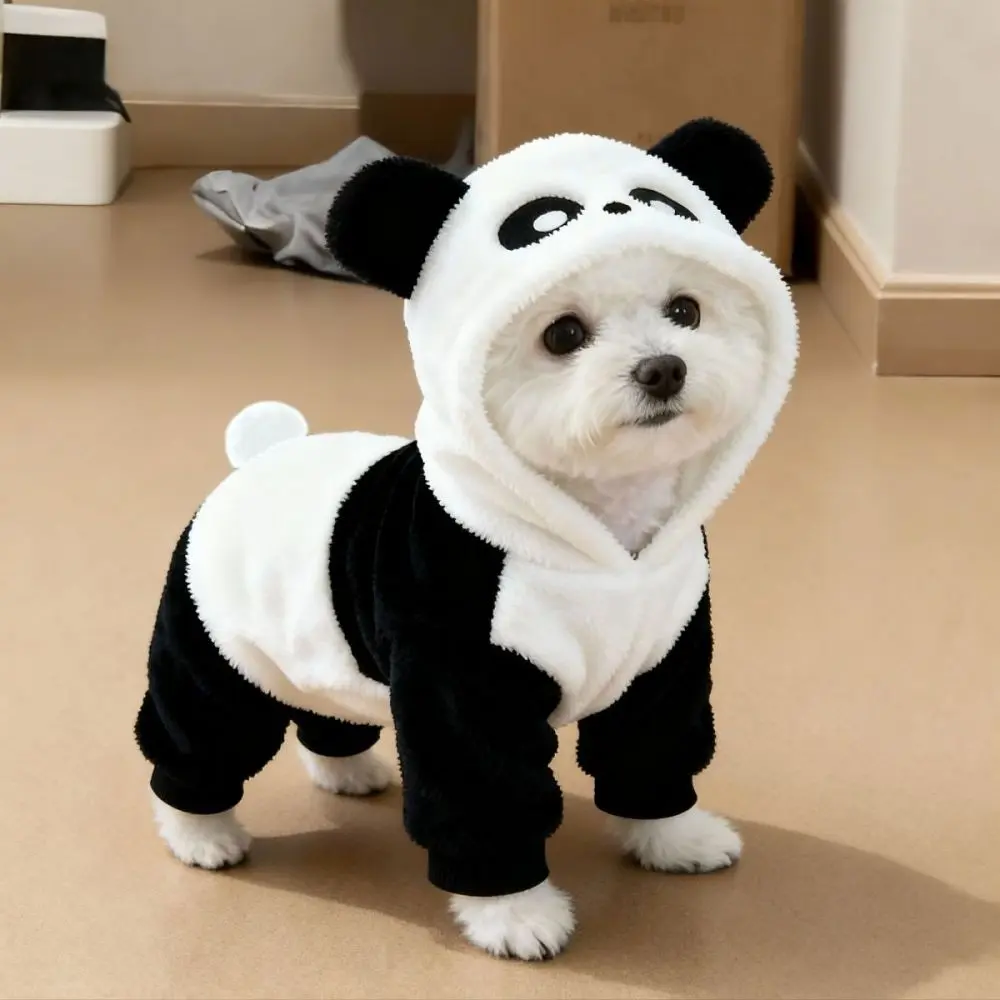 2026 New Thick Cotton Adorable Panda Print Pet Hoodie - Insulation, Warmth, Comfortable Windproof 4-Legged Coat for Small Dogs (Schnauzer, Bichon) & Cats, Autumn-Winter Pet Clothing, S, Universal