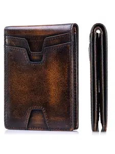 Front Pocket Wallet for Men Slim Lightweight RFID Blocking Genuine Leather Bifold Thin Wallet with 10 Card Slots Durable Wallet
