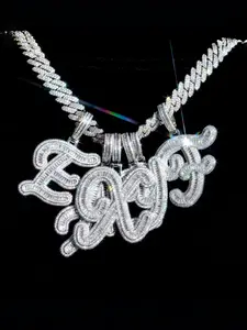 Unisex Letter Pendant Necklace, Durable Brass Sparkling Zirconia Daily Accessory Jewelry, Stylish Alphabet Charm for Men & Women, Bling Necklace, Gift Necklace