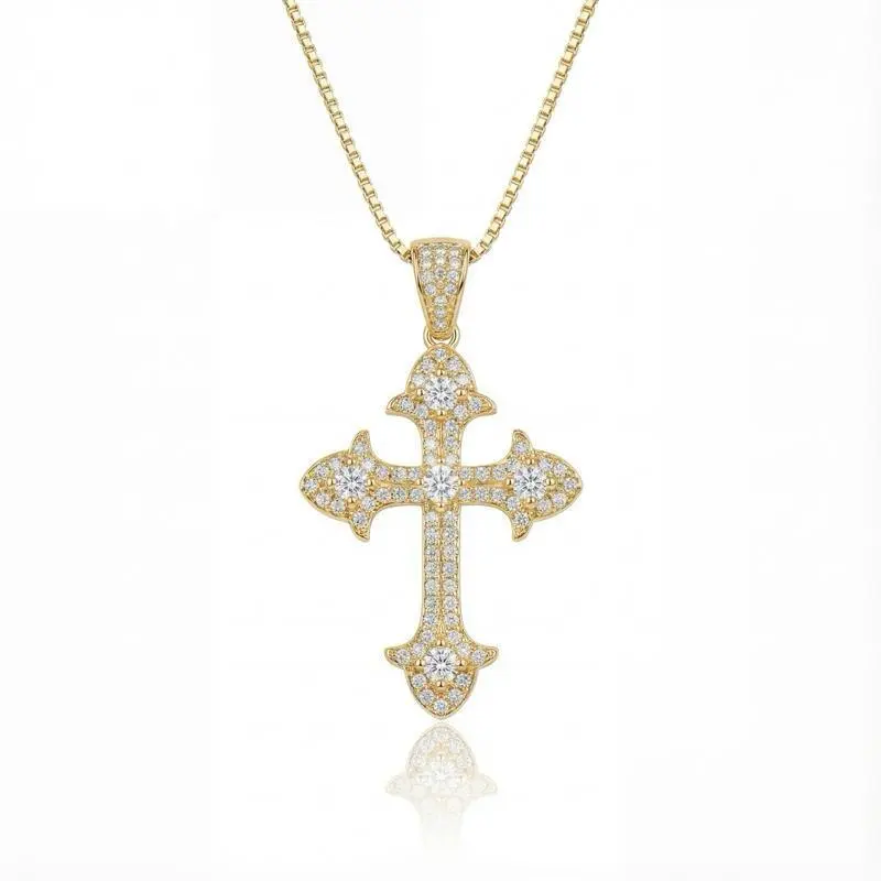 Eternal Cross Necklace | Iced Out Pendant | Gold & Silver | Nova Rose Jewelry stylish choker blood  necklace Sparkly Cubic Zirconia womens gifts