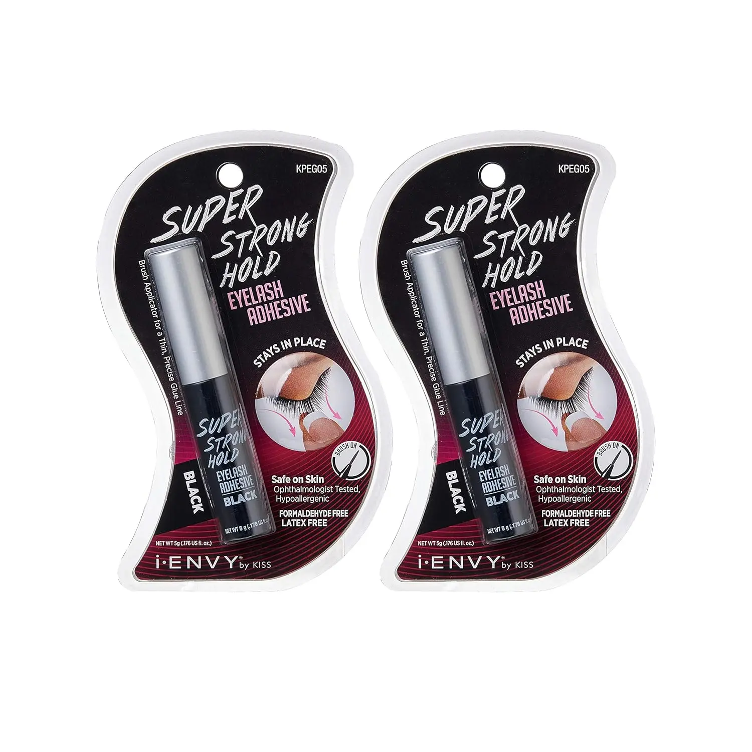 I-ENVY Super Strong Hold Eyelash Adhesive (Black, 2 Pack) Waterproof, Long-Lasting, Latex Free I-ENVY Super Strong Hold Eyelash Adhesive (Black, 2 Pack) Waterproof, Long-Lasting, Latex Free