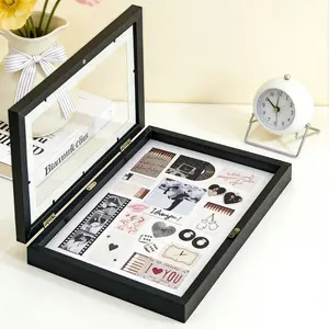 【2026 Gift】8.5 by 11 Magnetic Picture Frame, Changeable Design for Displaying Artwork, Holds 150-200 Photos, Wood Frame Shadow Box, Romantic Home Decor for Couples