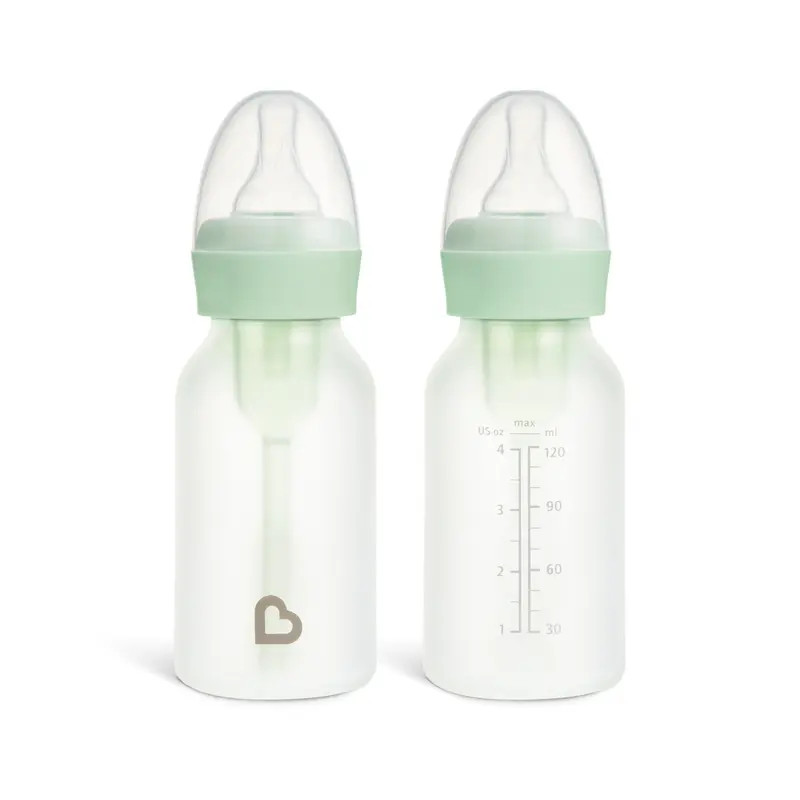 Munchkin Bond Silicone Glass Baby Bottle - Anti-Colic Feeding System with Natural Feel Nipple, 2pk