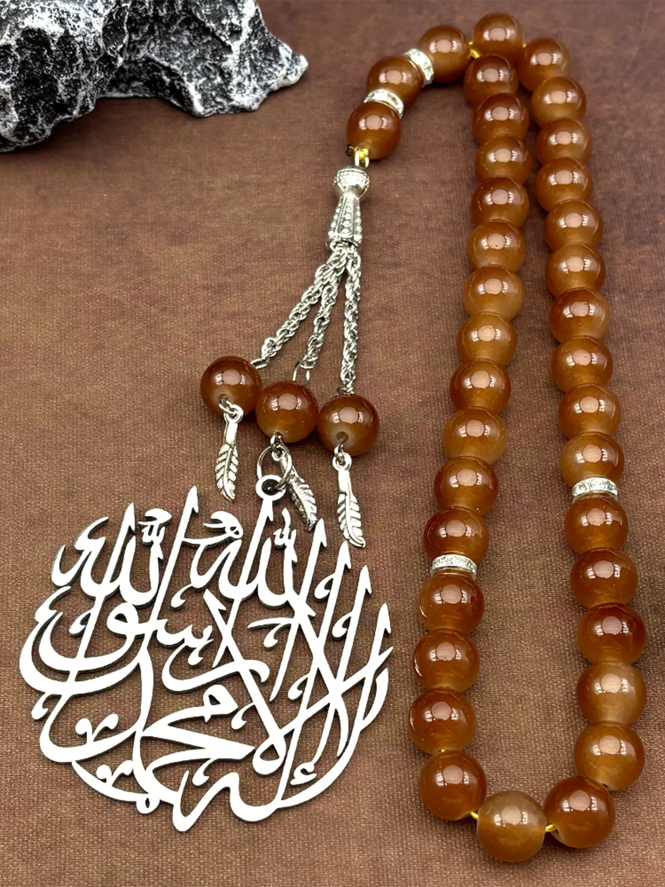 Islamic Muslim Allah Quran Car Religious Pendant for Women Men Jewelry Gifts Men Accessories Stainless Steel Gold Color Arabic Quotes Glass Prayer Beads Chain Pendants Jewelry