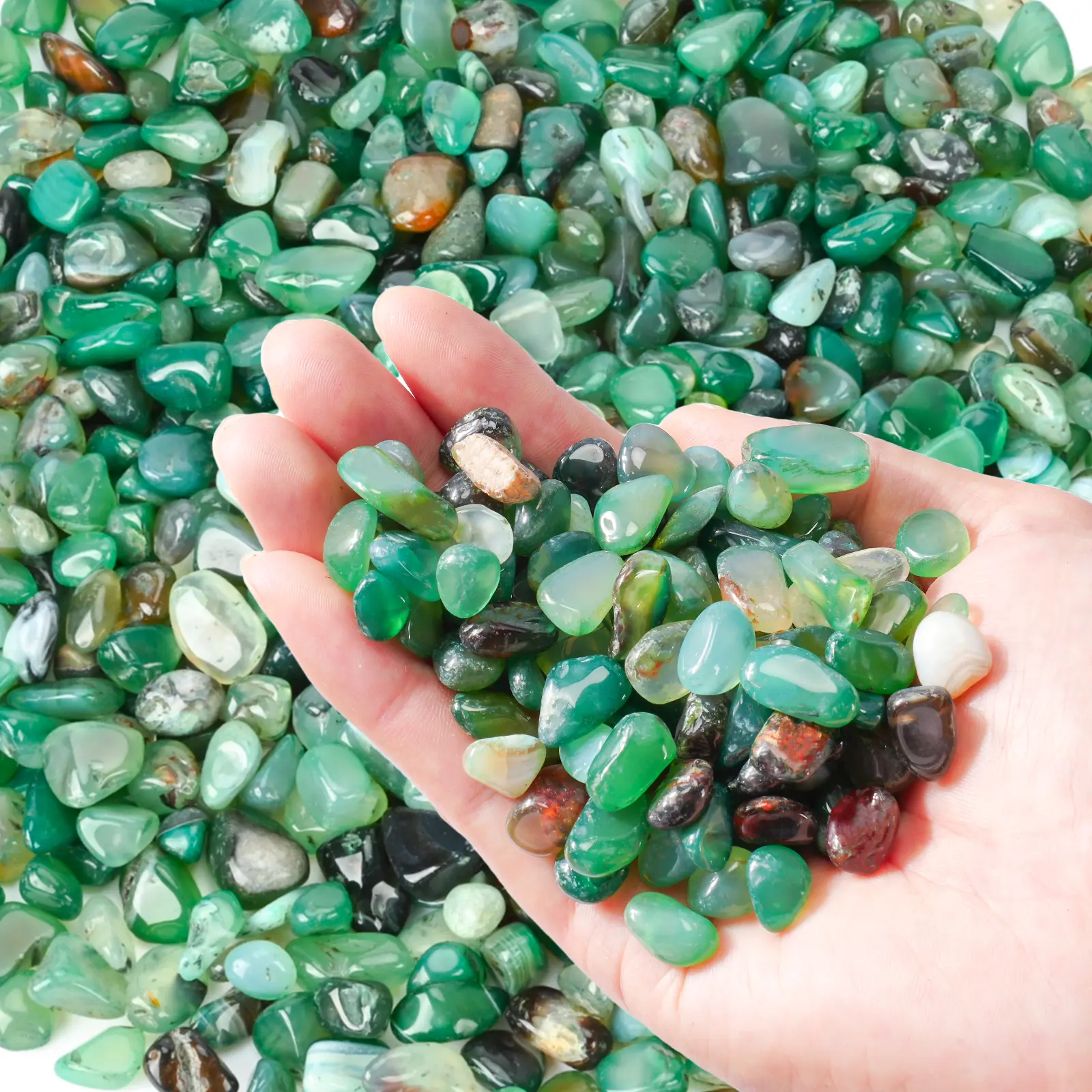Multi-Size Polished River Pebbles - 3 LB to 18 LB Green Polished Rock, Decorative Element for Indoor Plants, Aquariums, Garden Decor with Natural Look, Diy Projects