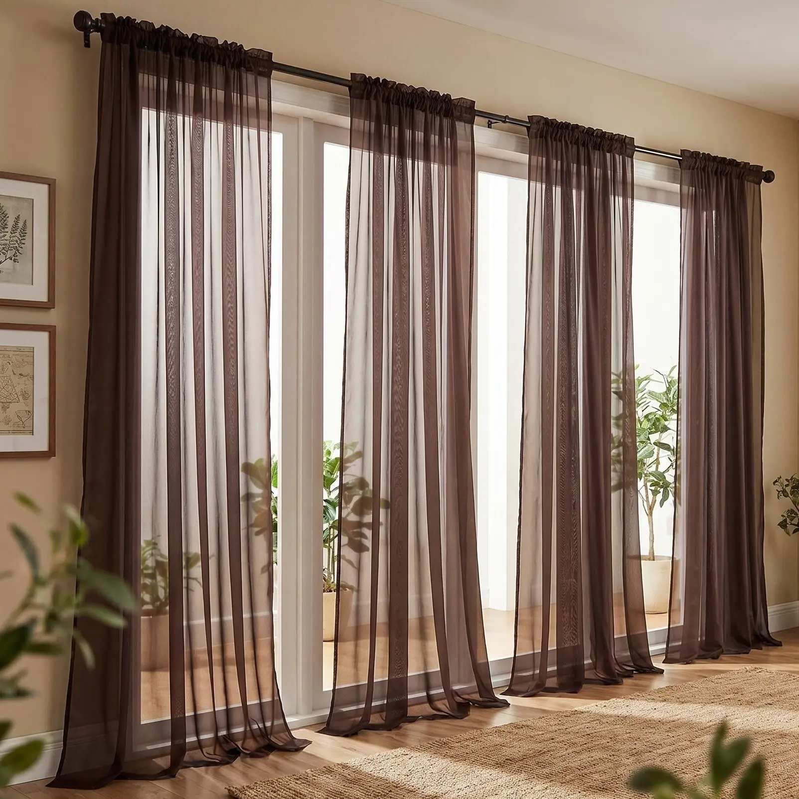 Classic 4-Panel Solid Light Voile Sheer Rod Pocket Curtain Panels (52"x84"), Lightweight Durable Wrinkle-Resistant Window Drapes for Bedroom Decor, Living Room Decor, FT2508 Summer Gift #SummerVibes