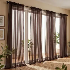 Curtain Club 4-Piece Set Curtains, 52x84 Inches Solid Color Polyester Sheer, Light Filtering, Breathable, Lightweight Rod Pocket Style Decorative, for Living Room, Bedroom, FT2508