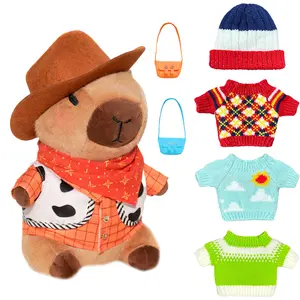 cute Animal toy summer gift Cute peluche Capybara Stuffed Animal Plush, 10.2 in, Includes 9-Piece Dress-Up Clothes & Accessories, Gifts for Girls Soft  Toy doll