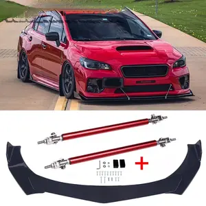 For Subaru WRX STI 15-21 Front Bumper Lip Splitter Spoiler Diffuser + Strut Rods