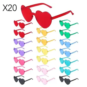 Twenty-Piece Vintage Heart-Shaped Fashion Glasses, Decorative Sweetheart Glasses for Festivals, Weddings, Birthdays, Parties, Street Photography