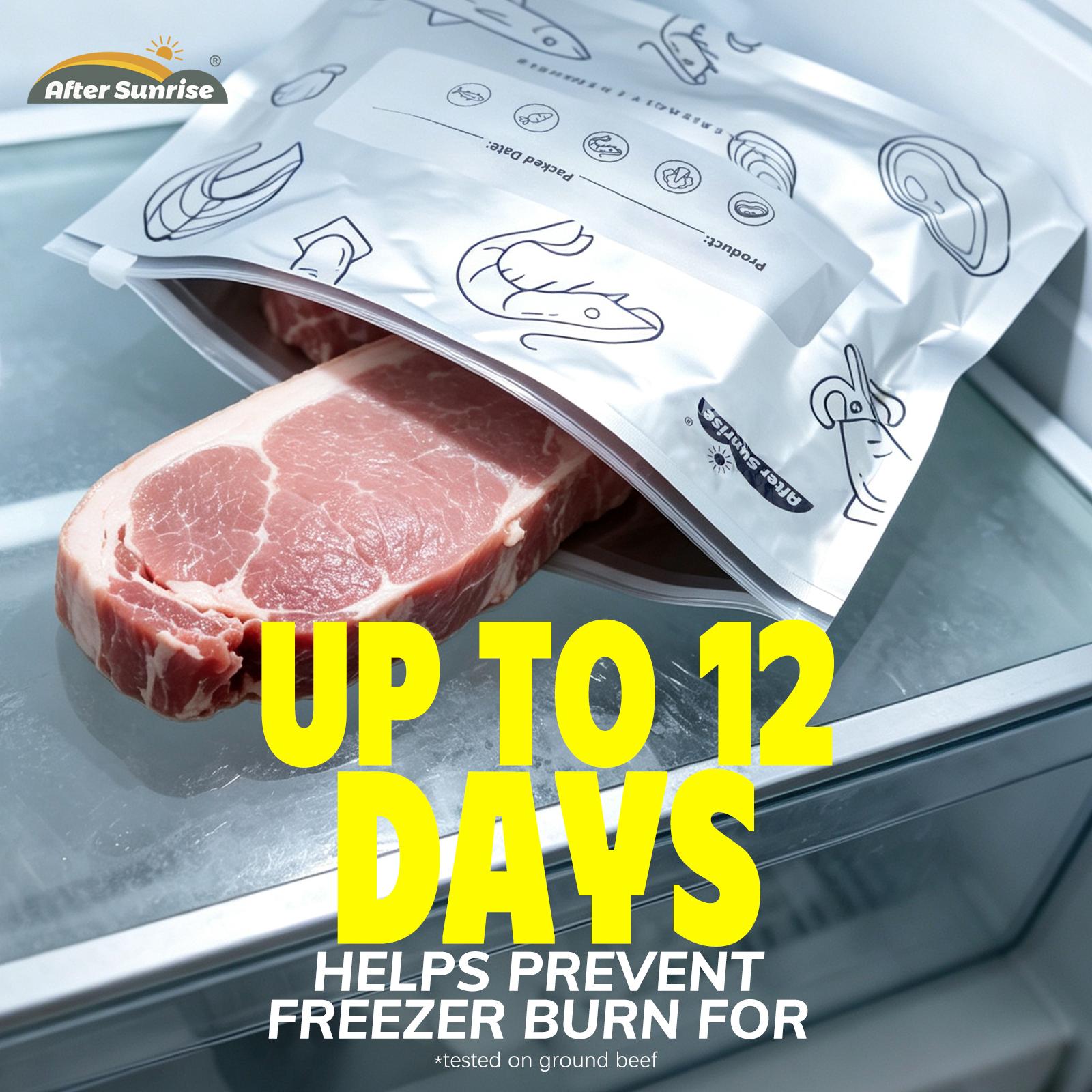 【Refrigerated Food】Reusable Aluminum Foil Sealable Storage Bags, Aftersunrise 2026 New Resealable Vacuum Zipper Pouches for Food, Stand Up Foil Sealable Bags with Label and Zip Lock for Vegetable Fruit Meat
