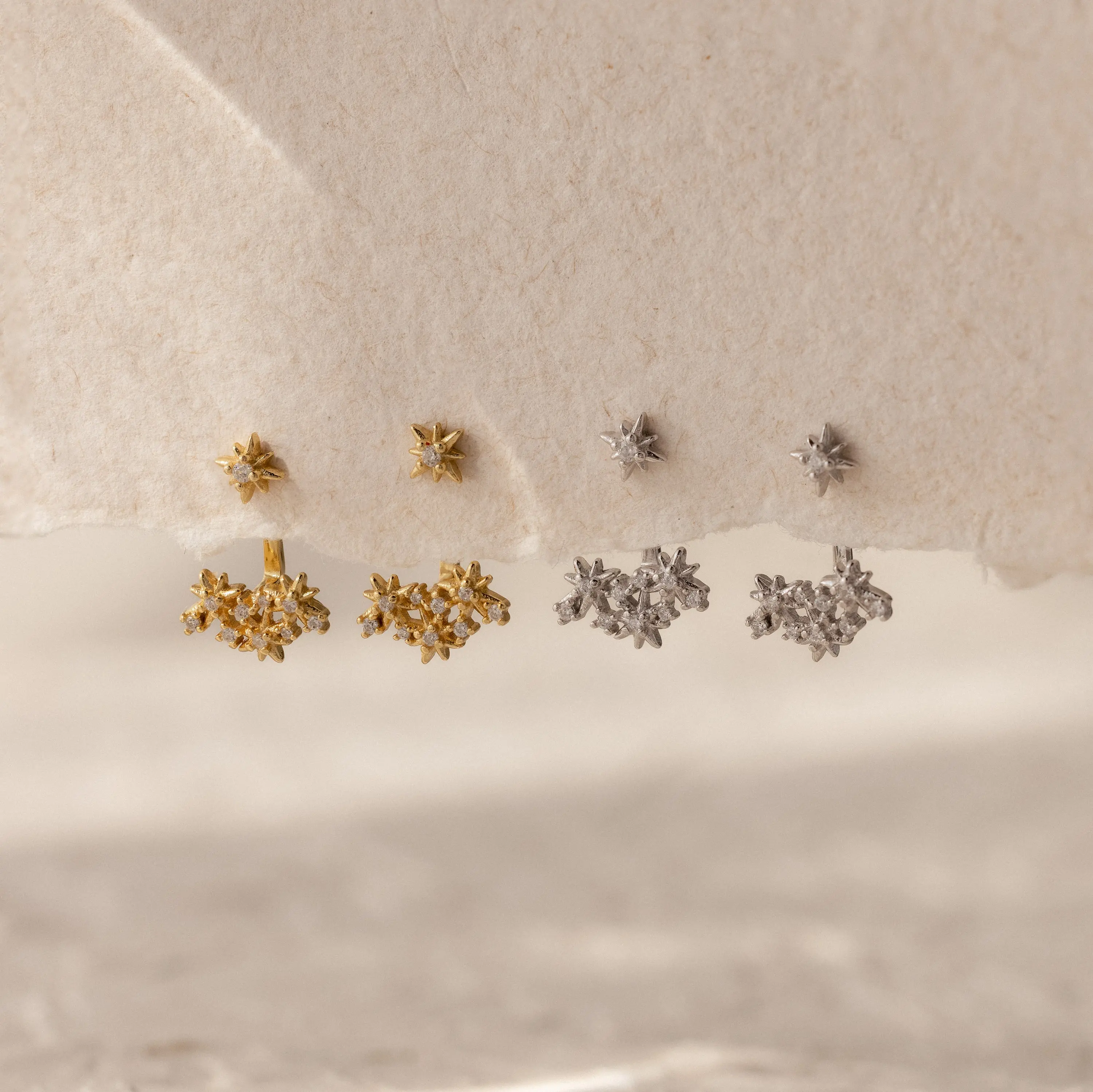 Starburst Cluster Ear Jackets by Caitlyn Minimalist - Diamond Star Dangle Earrings in Gold & Silver - Celestial Jewelry - Gift for Her