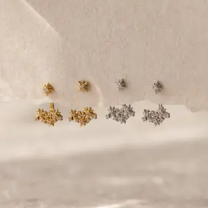 Starburst Cluster Ear Jackets by Caitlyn Minimalist - Diamond Star Dangle Earrings in 18K Gold Plated & Sterling Silver - Celestial Jewelry - Gift for Her