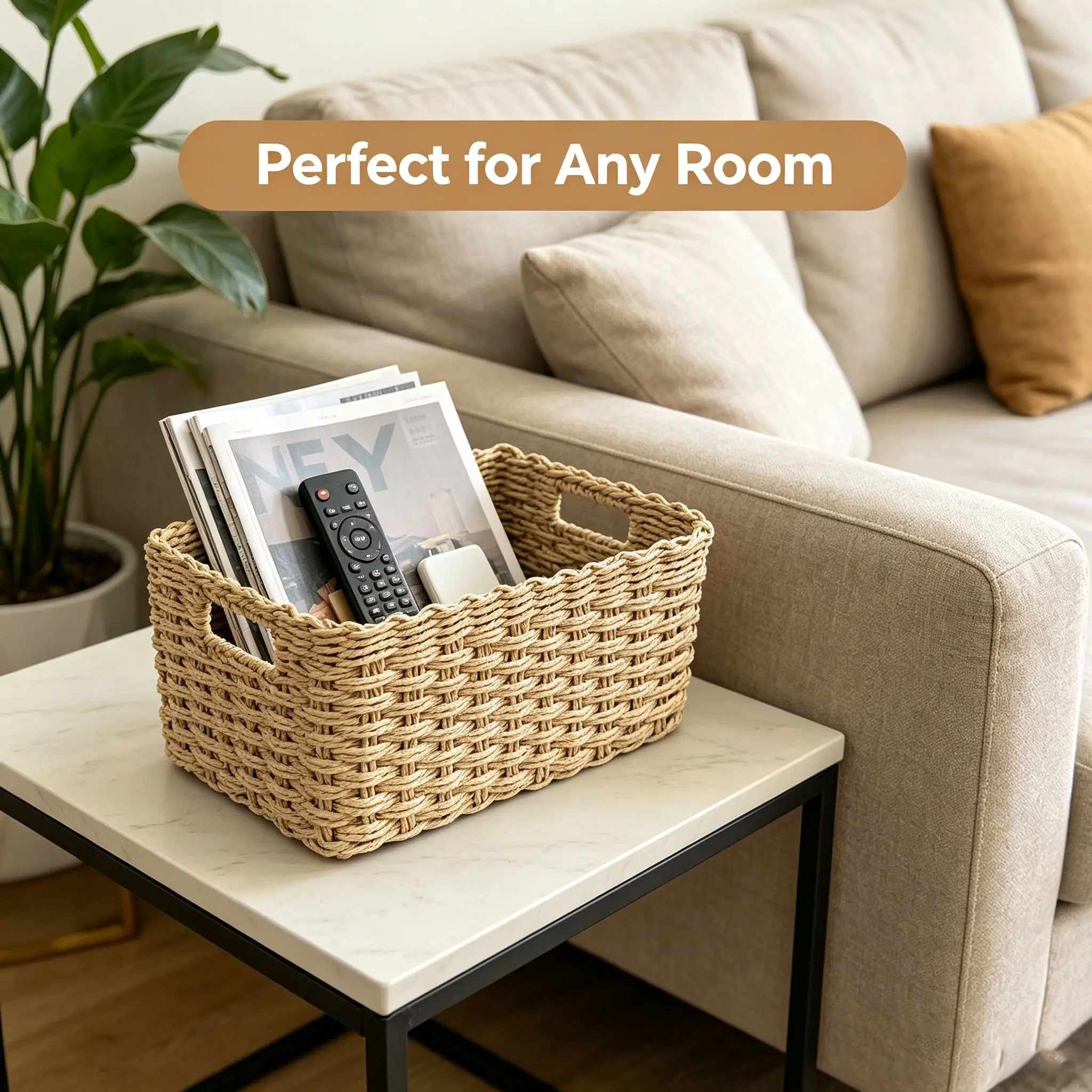 Handwoven Decorative Storage Basket, Bohemian Style Organizer for Bathroom, Bedroom, Living Room, Multi-Purpose Shelf, Space-Saving Drawer Basket, Room Organizers