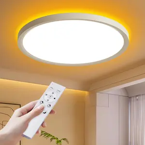 15.8inch LED Flush Mount Ceiling Light with Remote & APP Control,Dimmable Night Light 30000K-6500K ,24W-36W Wired Low Profile Light for Bedroom, Kitchen, Living Room, Round White