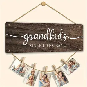 Wooden Card Holder with Clips, 1 Set Wall Display Hanging Ornament, Versatile Hanging Design for Home & Office, Hanging Room Decor, Festive Gift for Grandparents, Wall Mounted Decor, Wall Decoration, Wall Ornaments