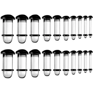 14g-00g Glass Ear Plugs Gauges, Pain-Free 0.5mm Increments Dead Stretching Ear Stretching Kit, Comfy & Crazy Domed Body Piercing Jewelry for Women & Men
