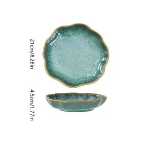 Japanese Style Ceramic Plate, Ceramic Craftsmanship, High-End Kiln-Burnt Design, Vintage Japanese Aesthetic, Home Use Luxury Dish, New Arrival