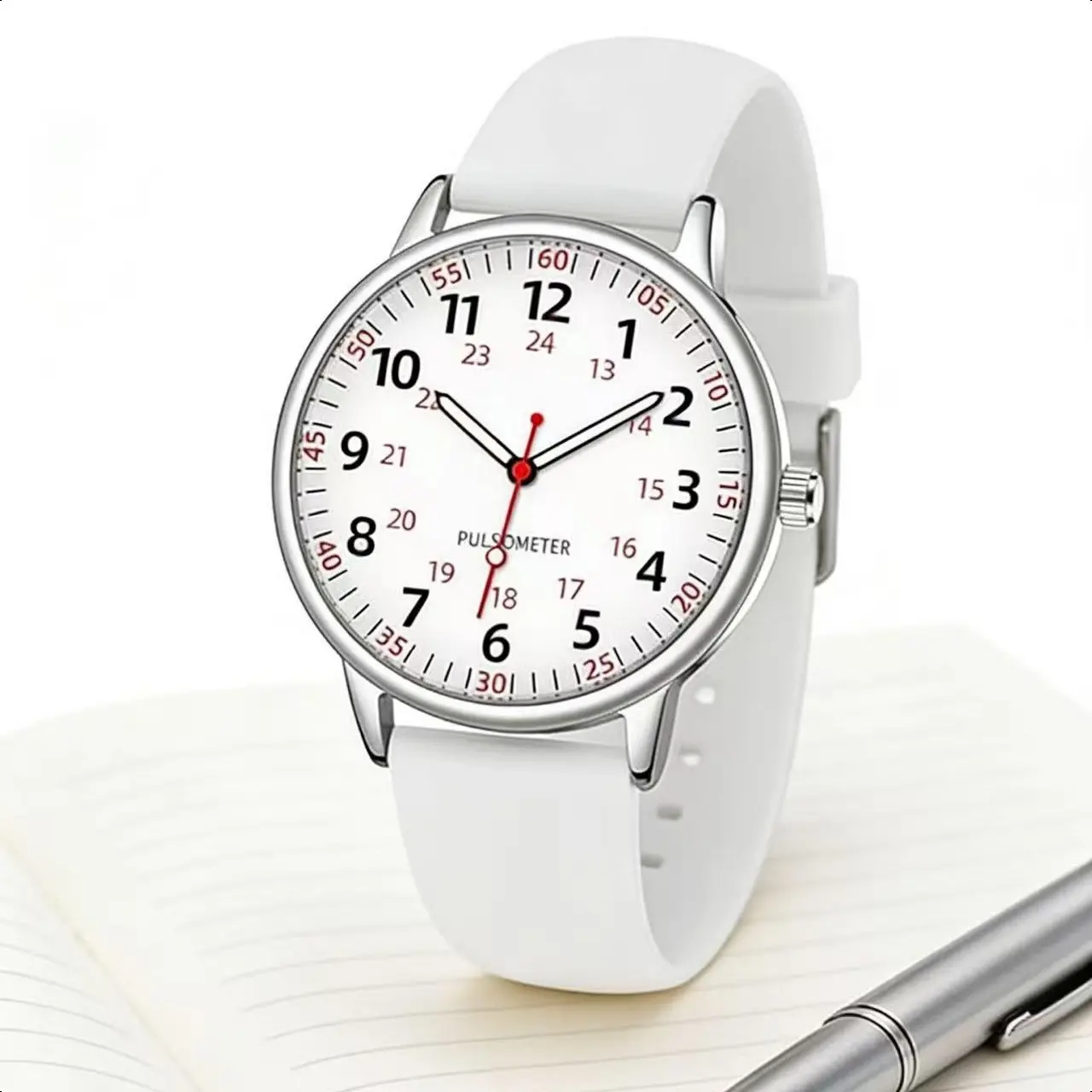 This women's waterproof silicone watch features nurse hands and a second hand. It is lightweight and comfortable, suitable for everyday wear, medical work, and leisure occasions. It is durable and stylish.