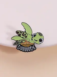 Turtle Brooch Duuuuude Quote Pin, Cute Animal Cartoon Badge, Funny Surf Style Enamel Pin for Teens Boys Girls, Backpack Hat Decoration Accessories