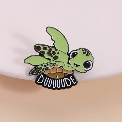 Turtle Brooch Duuuuude Quote Pin, Cute Animal Cartoon Badge, Funny Surf Style Enamel Pin for Teens Boys Girls, Backpack Hat Decoration Accessories, Brooch Pins, Fashion Accessory