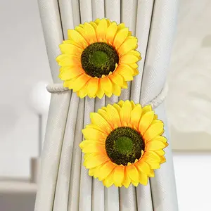 Sunflower Design Curtain Tie, Curtain Tieback, 1 Pair Modern Simple Curtain Buckle, Curtain Fixers for Bedroom Living Room Home Decoration