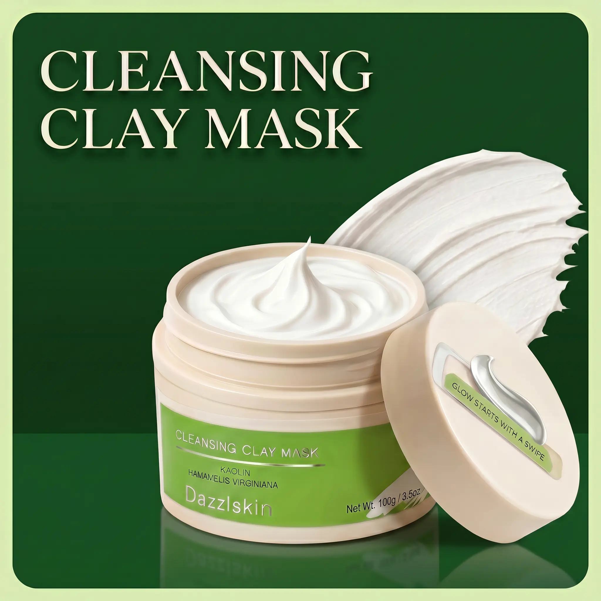 Kaolin Clay Face Mask – Deep Cleansing & Oil Control Clay Mask for Face, Hydrating Kaolin Mud Mask with Aloe Vera, Witch Hazel, Shea Butter – Pore Cleanser for Oily & Combination Skin
