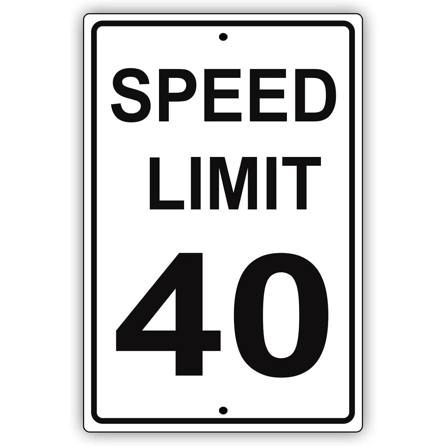 8"x12" Aluminium Metal Tin Speed Limit Sign, 40 MPH Restriction Alert, Black Letters, Home Decor Plaque for Zone Slow Down Reminder