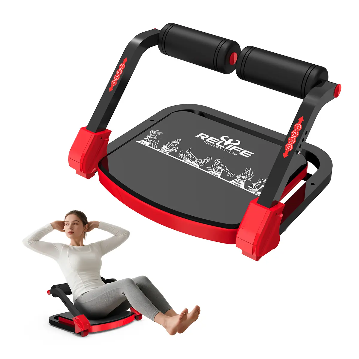 RELIFE Sit Up Ab Trainer Core Workout Machine Abdominal Exercise Equipment for Home Gym 330LBS Capacity, Summervibes