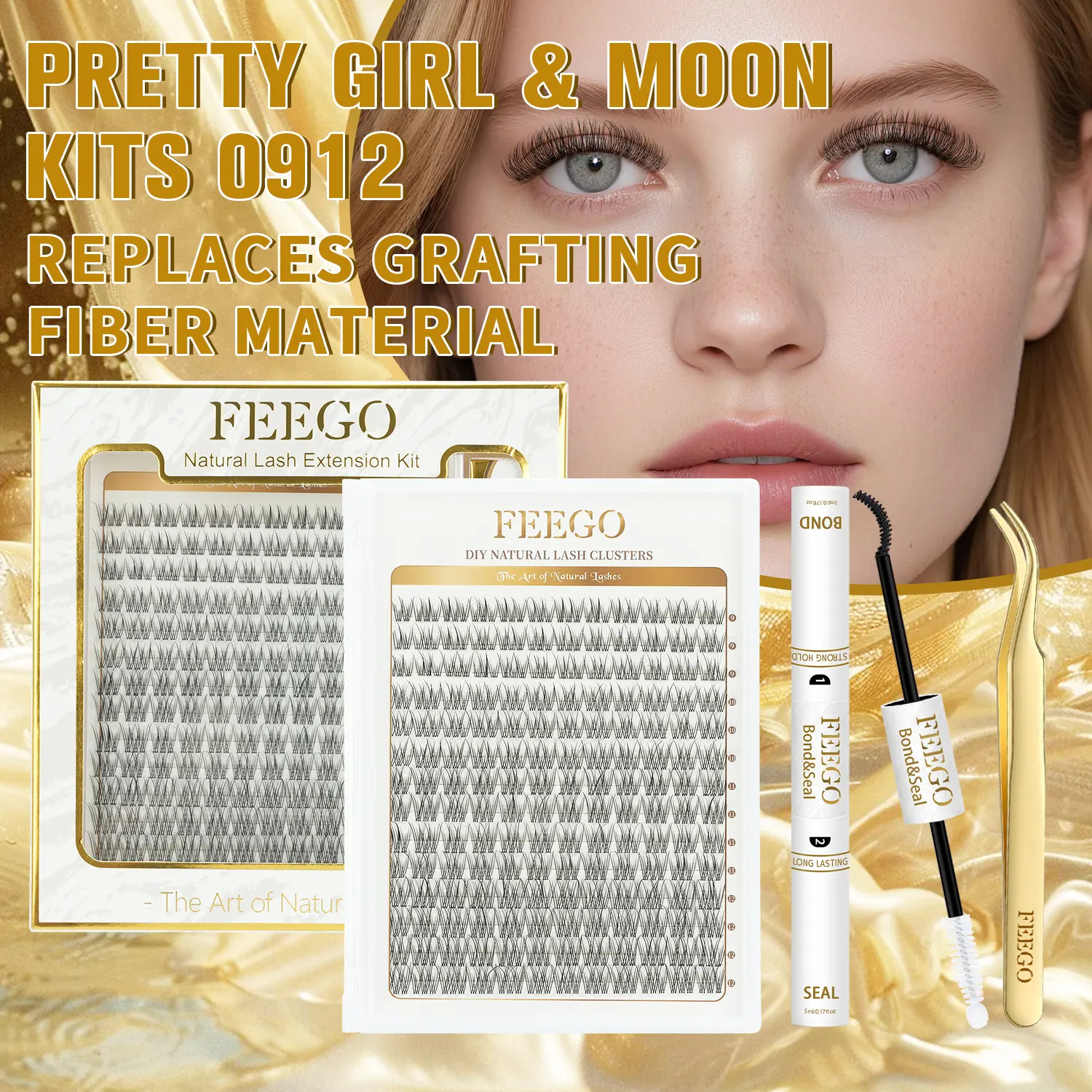FEEGO High Quality Soft Natural Eyelash Extension Kit - 168Pcs 9-12MM Individual False Lashes, Cluster Lashes, Waterproof Makeup Products Set for Enhancements, High Quality Eyelashes, Lash Cluster