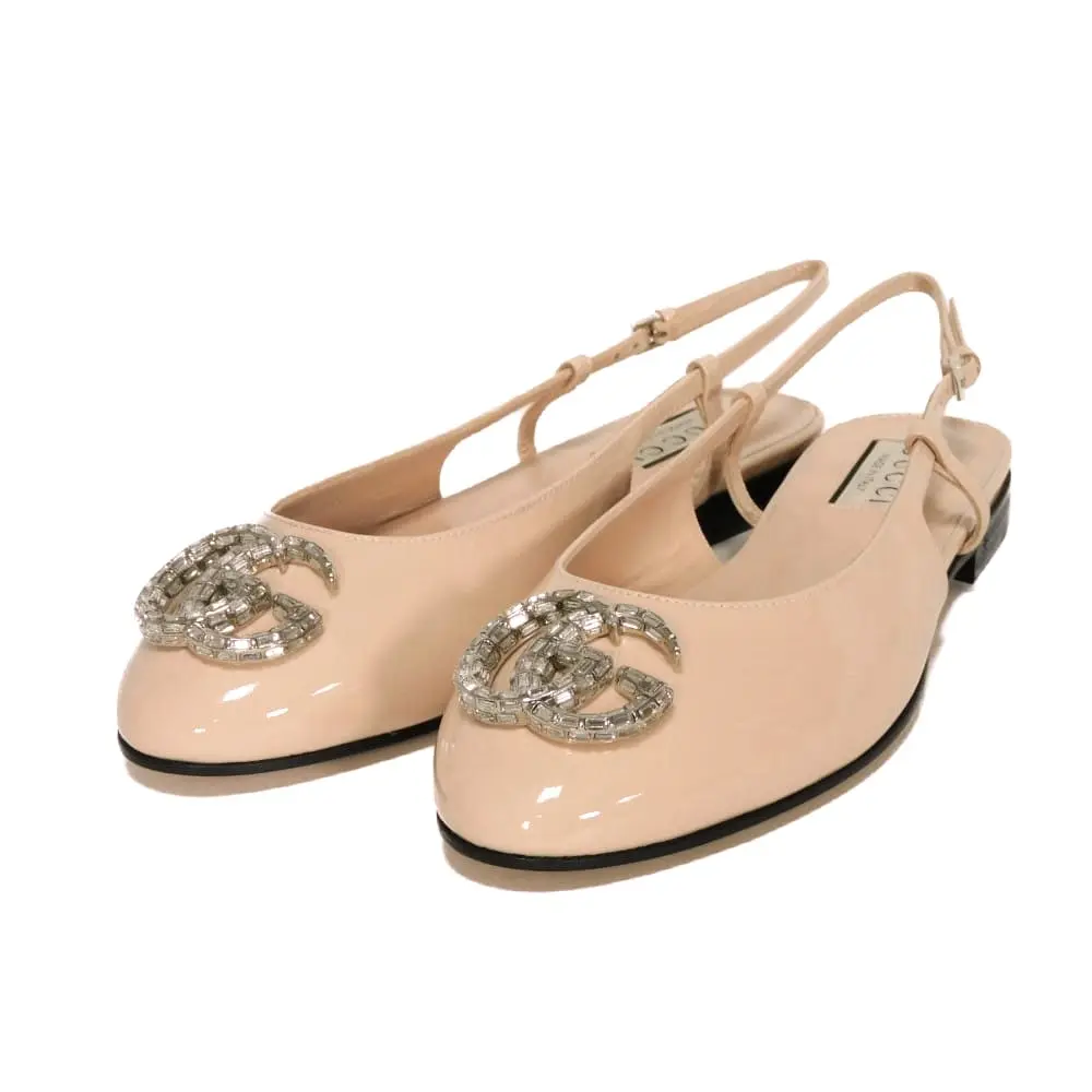 Pre-owned GUCCI Patent Leather Small Leather Goods Double G Crystal Pumps