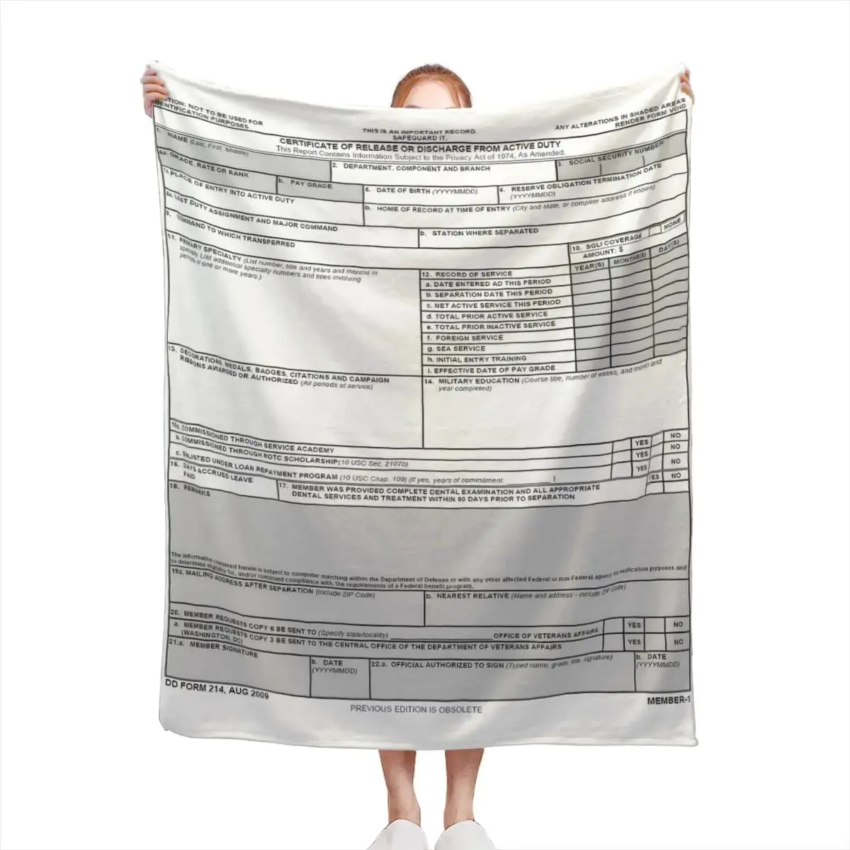 【Memorial Day】DD Form 214 Throw Blanket Veterans Blanket Gifts for Retired Men Cozy Soft Fleece Blanket Gift for Dad Women Girls Boys Couch Sofa Bedroom Living Room Decor Camping Picnic Supplies