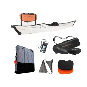 Folding Sit-In Kayak Bundle, 12.3 ft Polyethylene Construction, Lightweight & Portable 1 Person Vessel for Recreational Water Sports