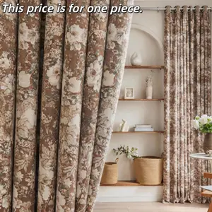 1PC Cream Sketch American Country Cross-Border Room Decor Curtain, High Privacy Fabric, Living Room Bedroom Bay Window, Elegant Material