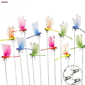 12 Pack Dragonfly Fly Repellent Clip, 3D Fake Dragonfly Garden Decor, Chemical-Free Insect Repellent for Patio, Backyard, Outdoor Plants and Camping Use