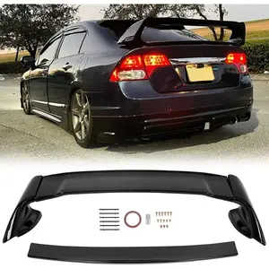 Rear Trunk Spoiler Wing Compatible with 2006-2011 Honda Civic 4 Door Sedan ABS Trunk Spoiler Wing Painted Gloss Black Car Accessories