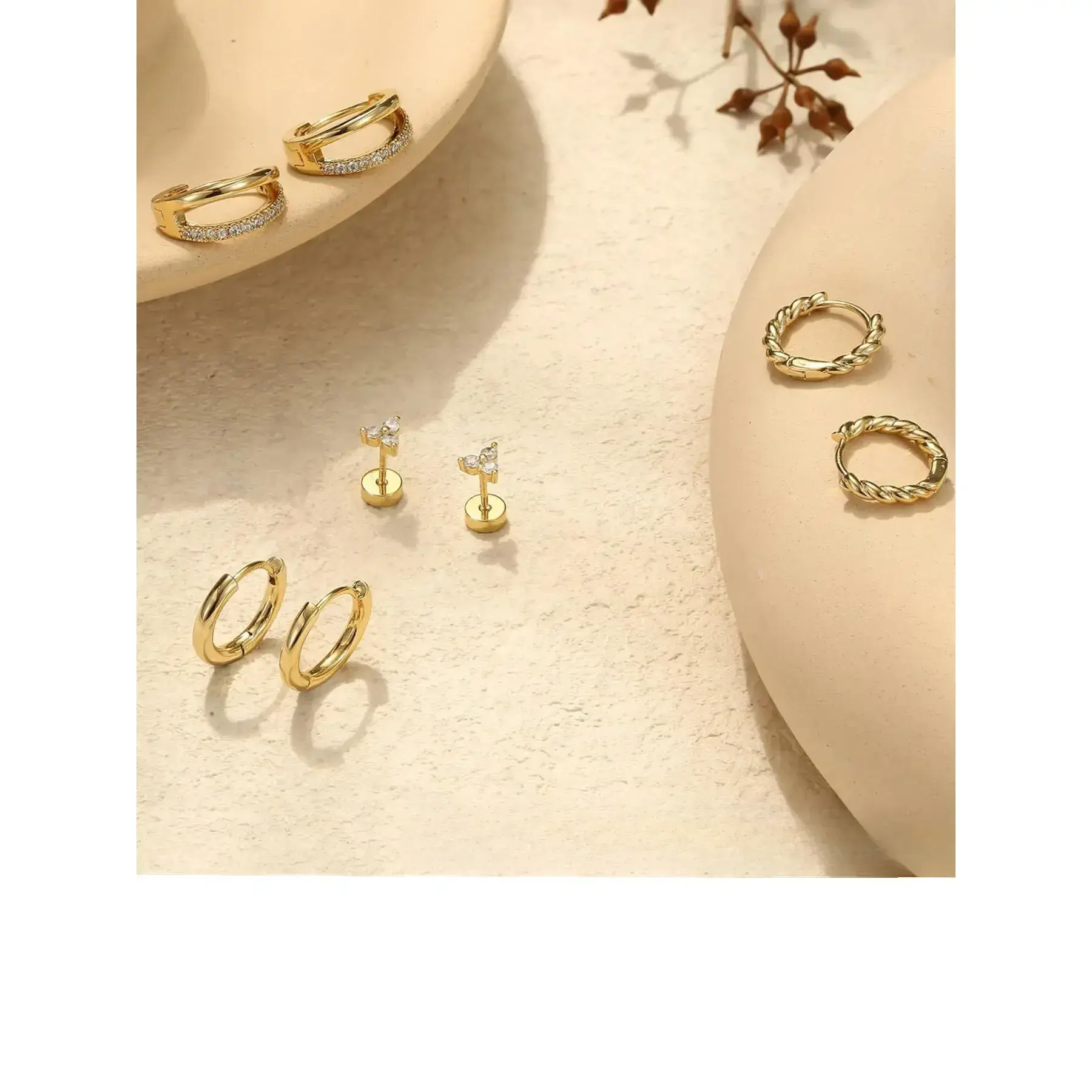 Ladies' hypoallergenic earrings, thick and stackable design, exquisite silver cartilage earrings Ladies' hypoallergenic earrings, thick and stackable design, exquisite silver cartilage earrings