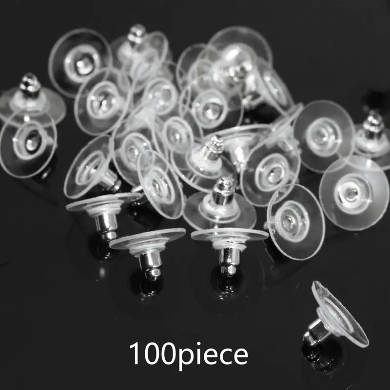 100pcs Solid Color Non-slip Earring Backs Earring Backings for Earrings, Portable Ear Safety Back, Diy Earring Repair Accessories, Valentine's Day, Gift, Diy Jewelry Accessories